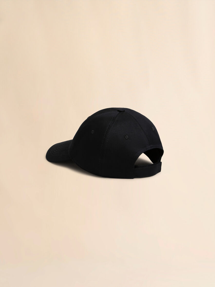 BLACK ORGANIC GABARDINE BASEBALL CAP WITH EMBROIDERED LOGO - 3
