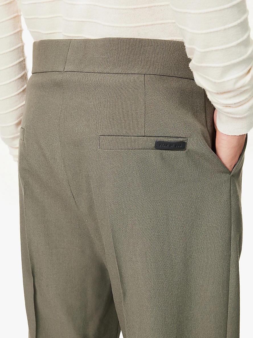 Pleat-front straight-leg wool trousers - 5