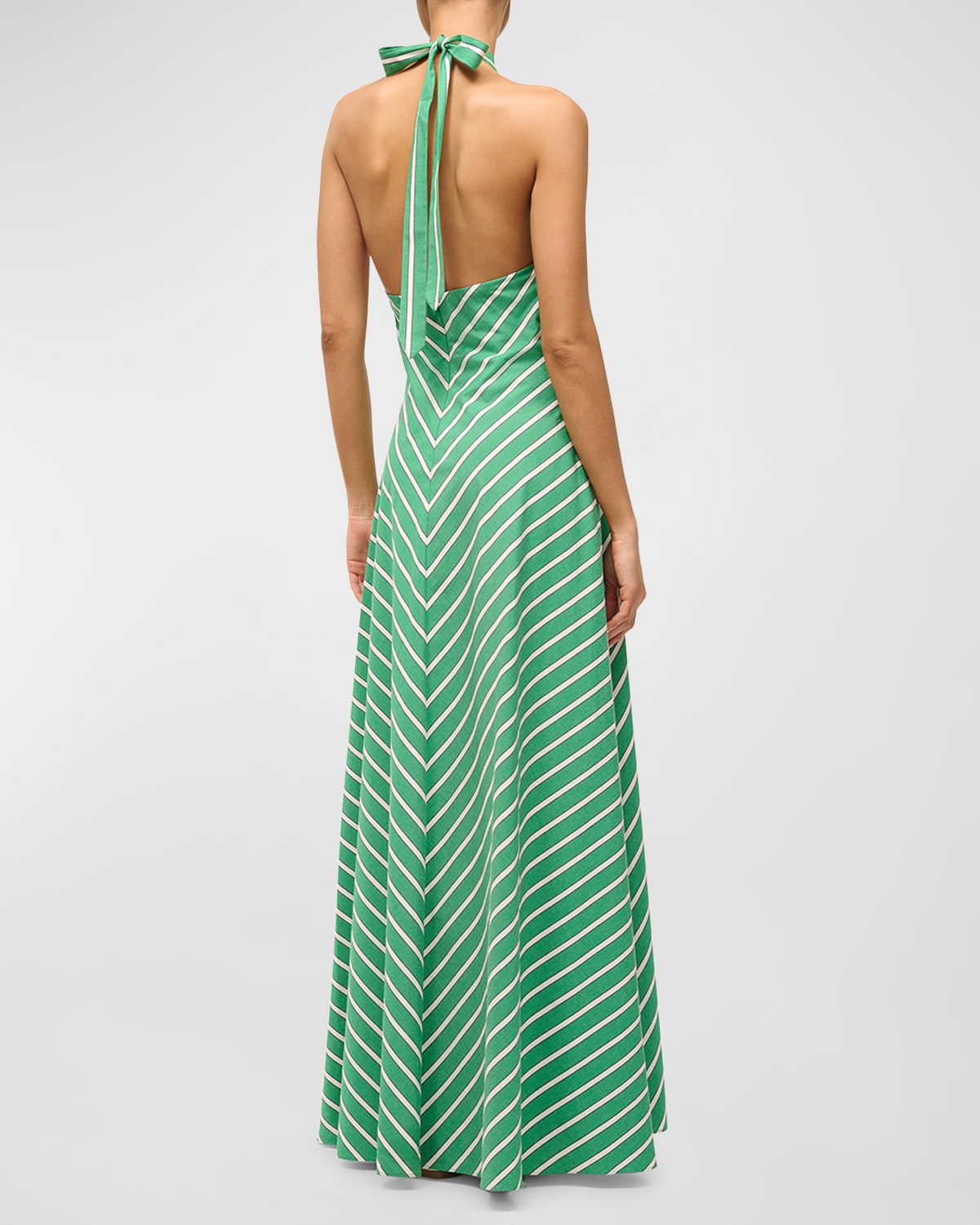 Dawn Tie-Neck Striped Maxi Crossover Halter Dress - 3