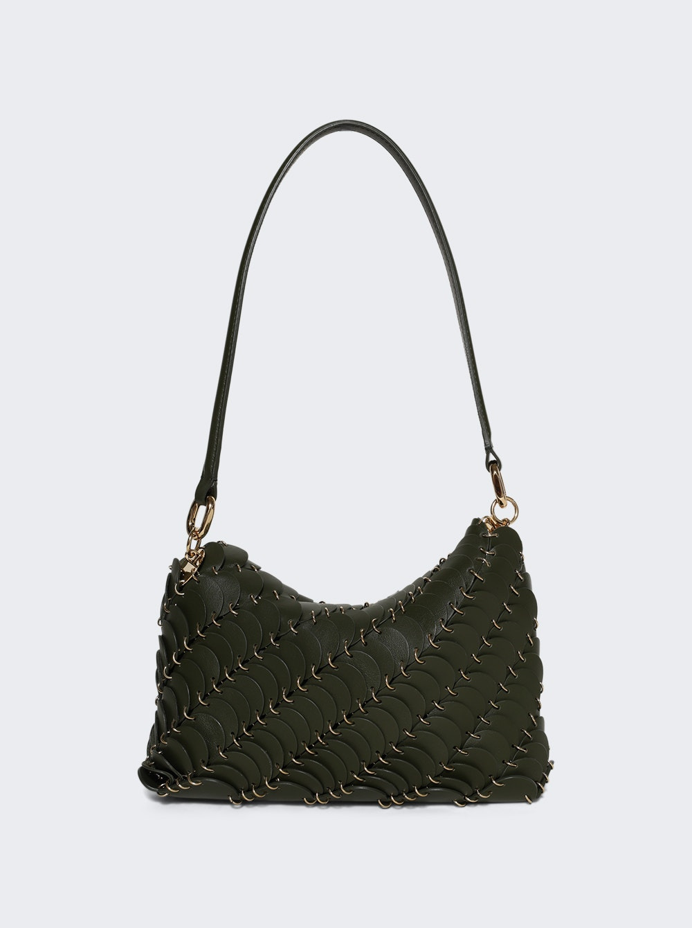 Calfskin Disc Shoulder Bag Khaki Green - 5