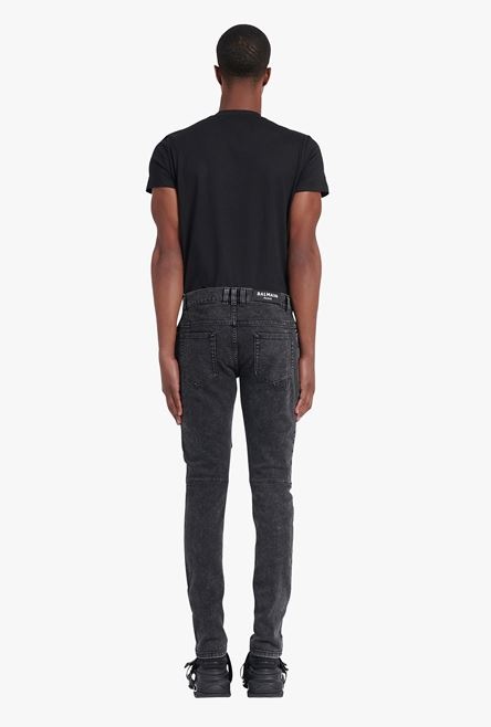 Slim cut black cotton jeans - 3