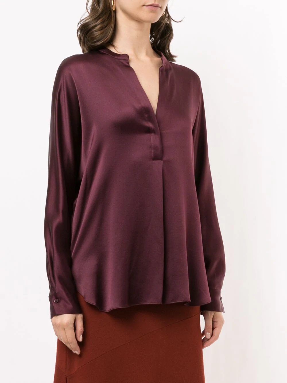 V-neck cotton blouse - 3