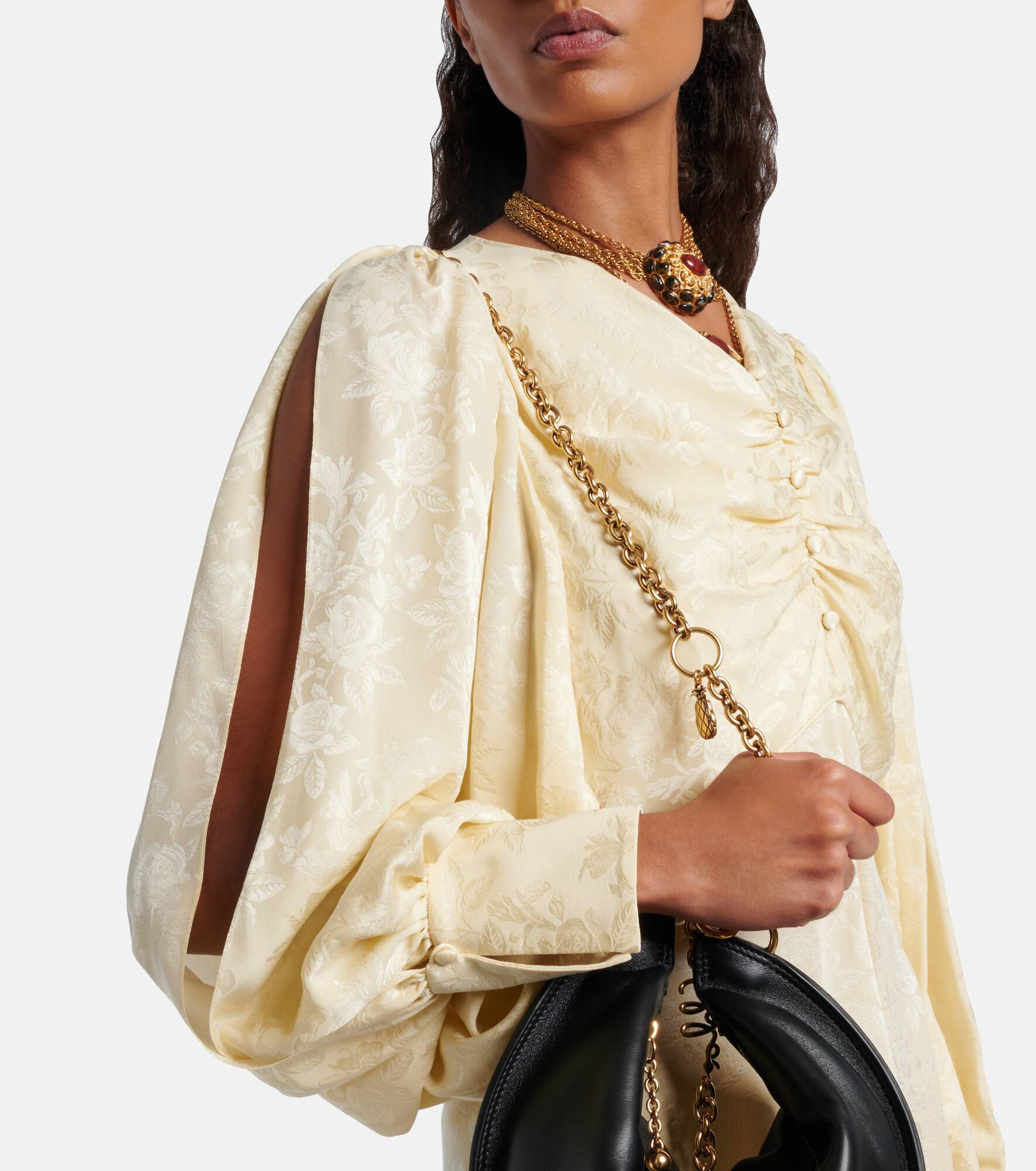 Gathered silk jacquard maxi dress - 5