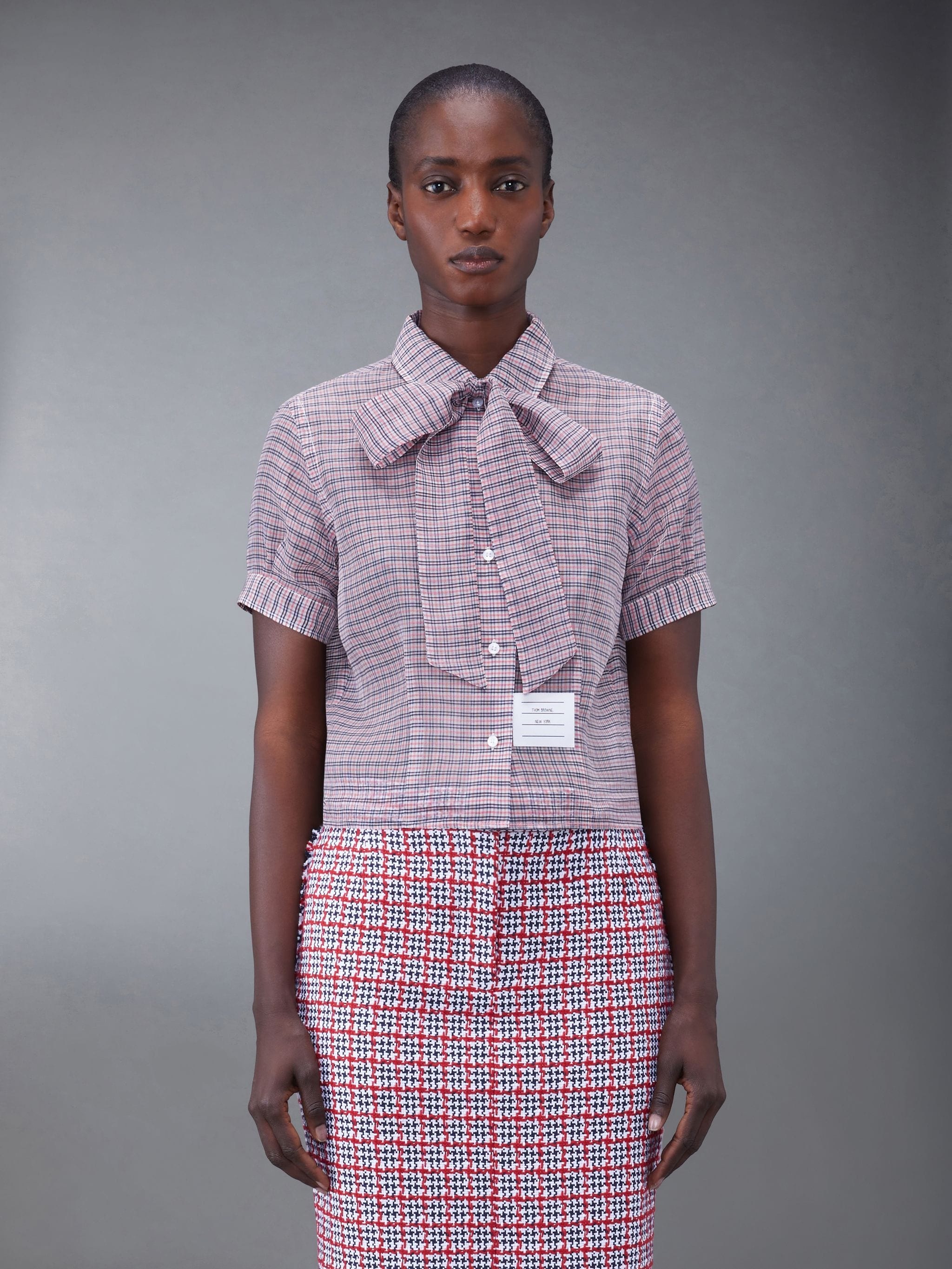 pussy-bow check-pattern blouse - 2