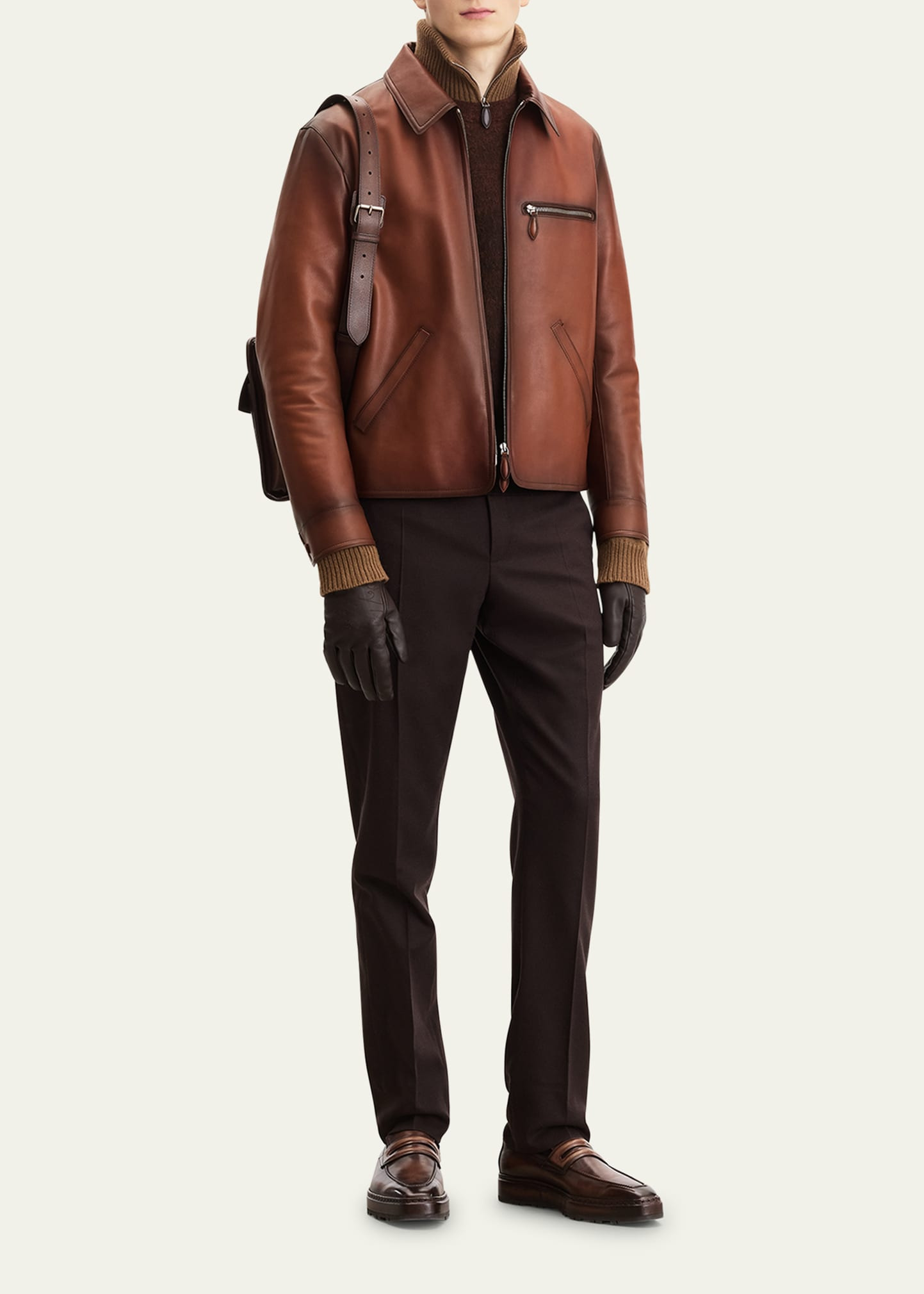 Men's Un Jour Patina Leather Blouson - 2