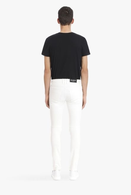 Slim-fit ripped white cotton jeans - 3