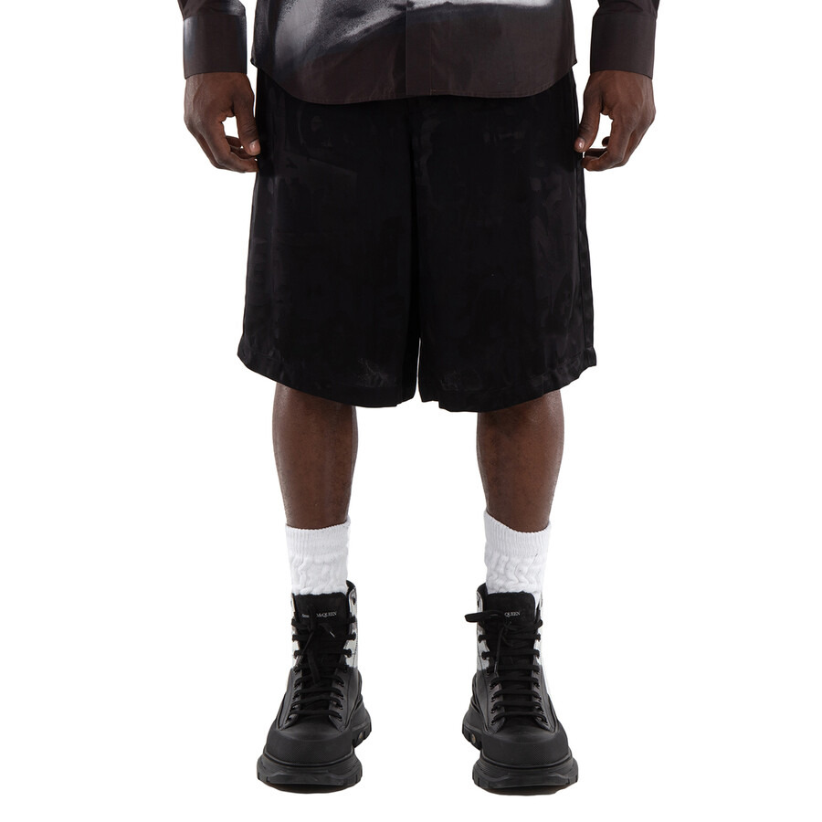 Alexander McQueen Viscose Logo-Jacquard Shorts - 3