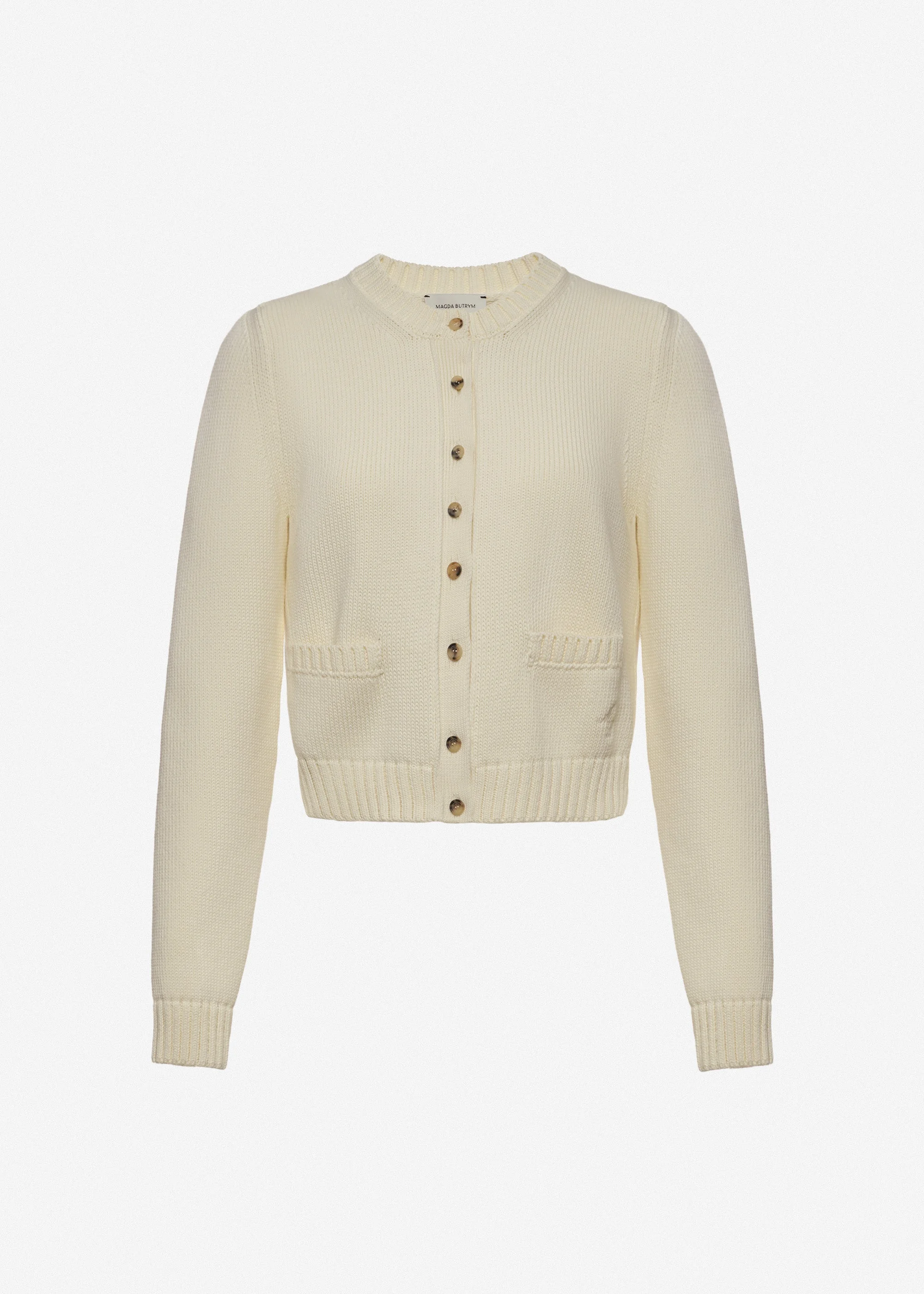 Cotton buttoned cardigan in cream - 1