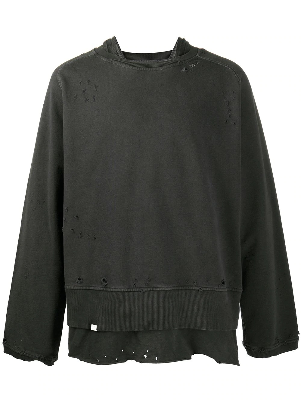 distressed layered sweatshirt - 1