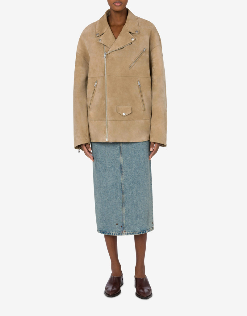 Moschino OVERSIZE BIKER JACKET IN SUEDE outlook