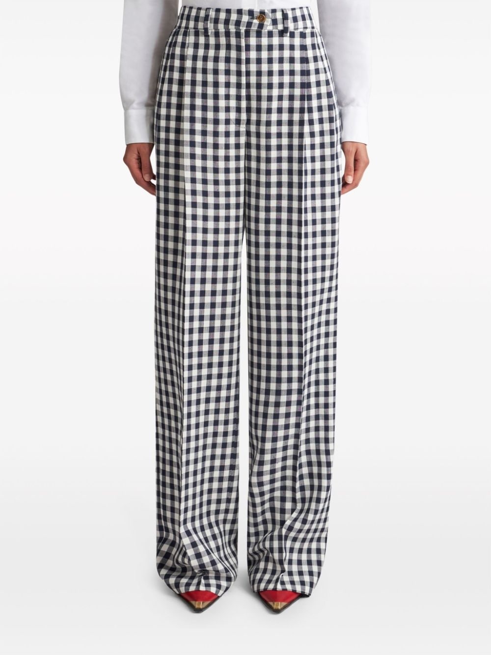 gingham-print straight trousers - 4