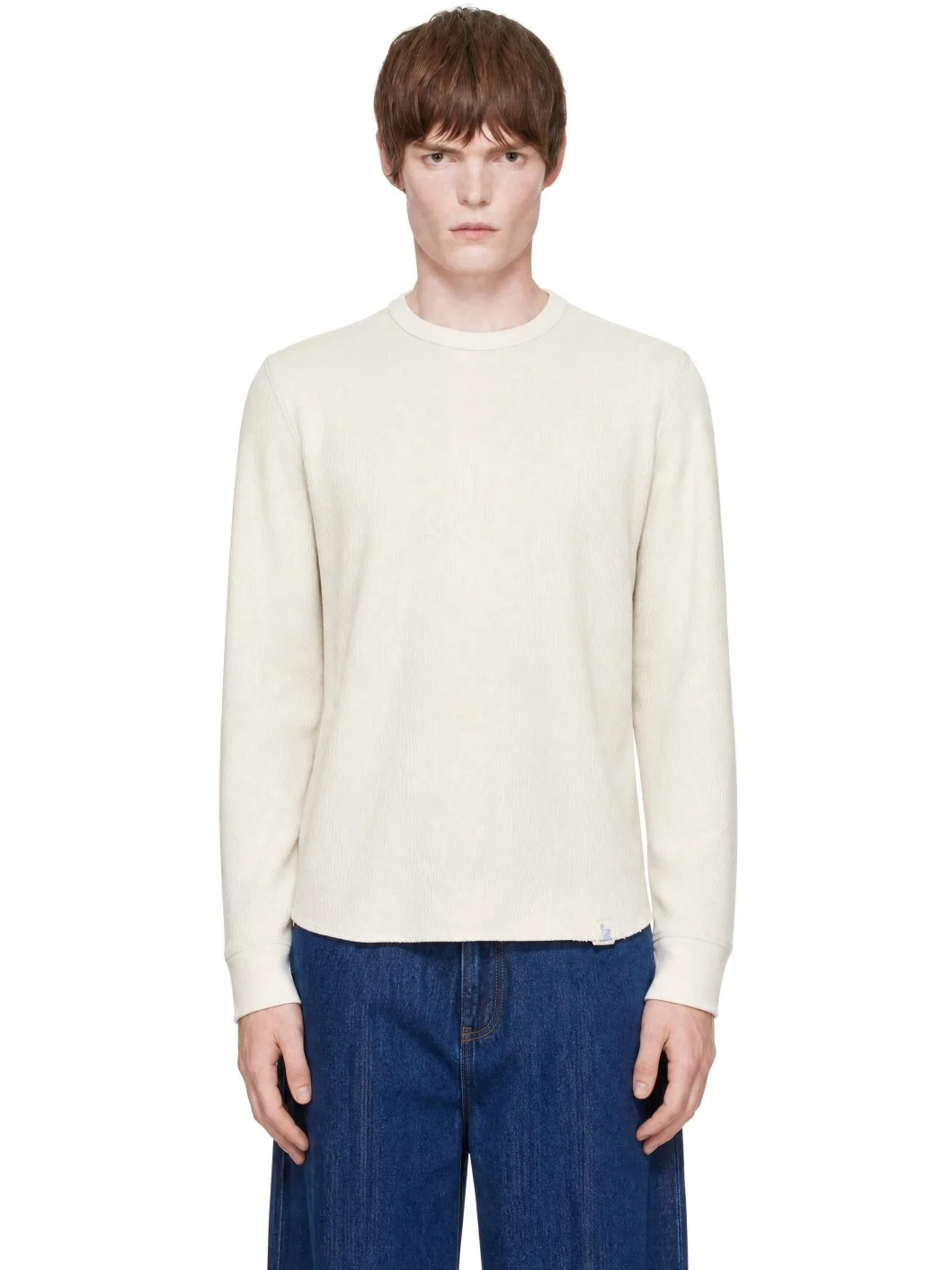 Off-White Diamond-Patterned Cotton Thermal Longsleve T-shirt - 1