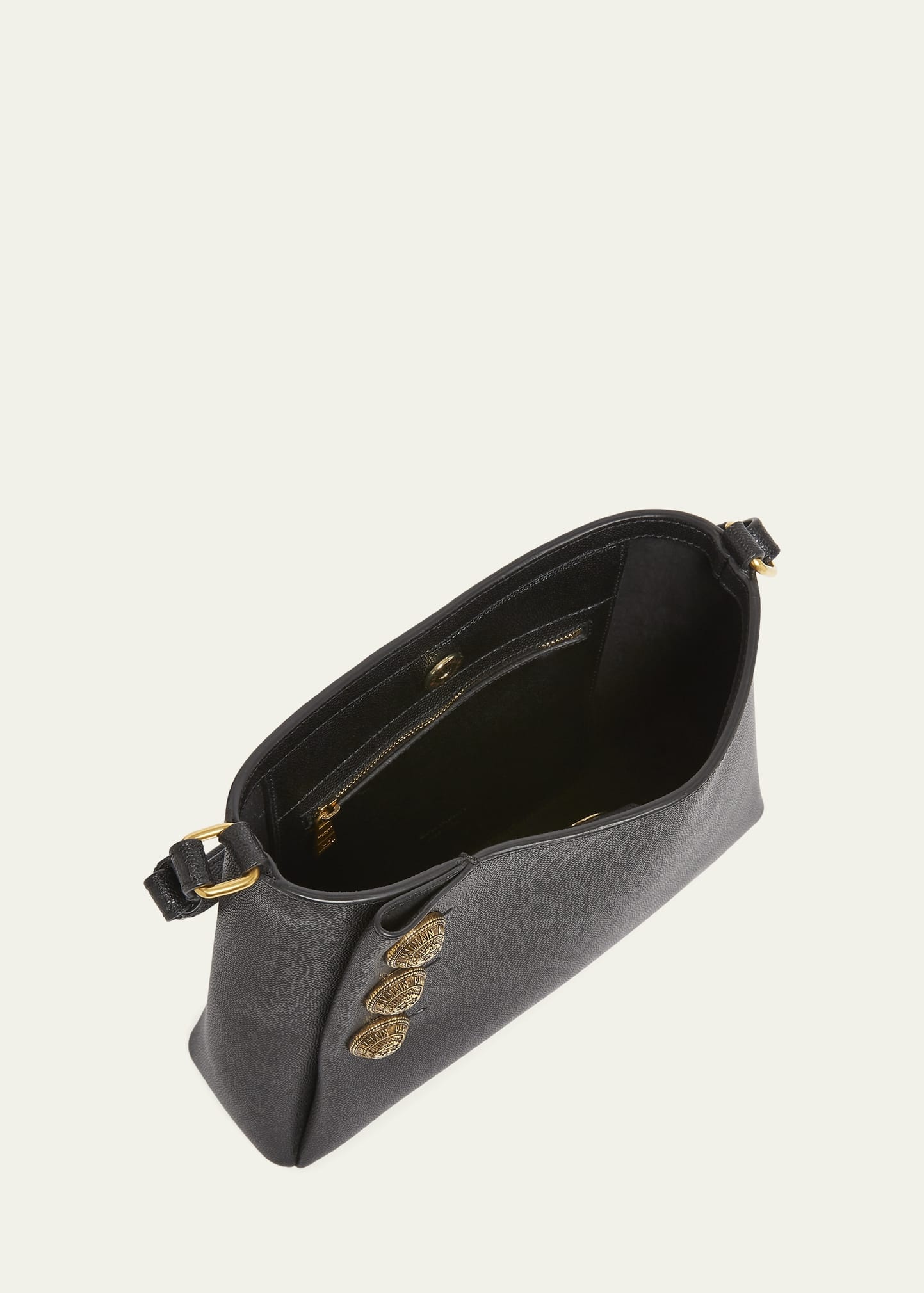 Emblem Button Leather Shoulder Bag - 4