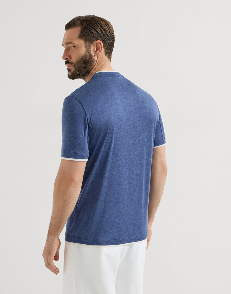 Silk and cotton jersey crew neck T-shirt with faux-layering 3