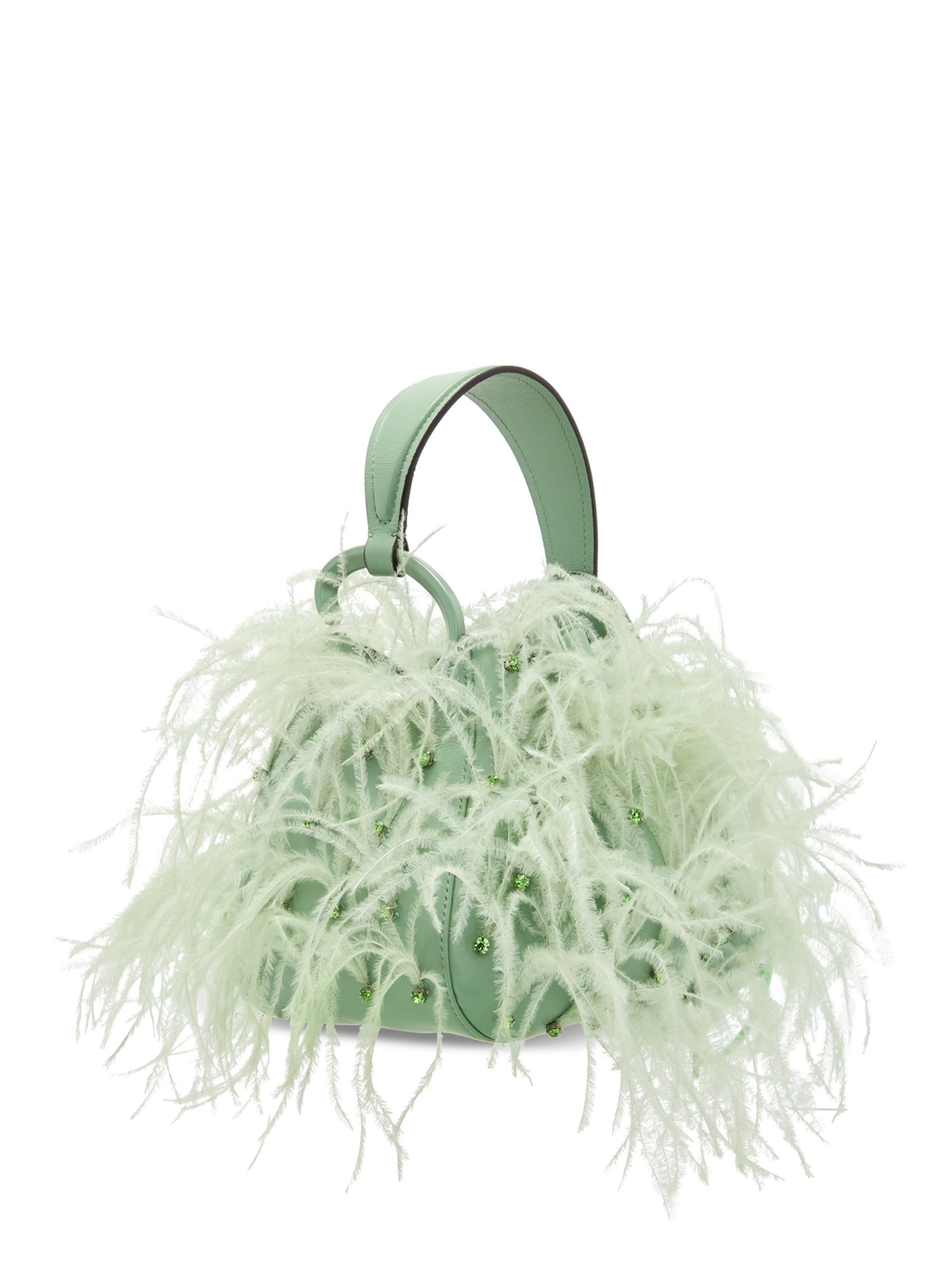 OSTRICH FEATHER O HANDLE BAG - 1