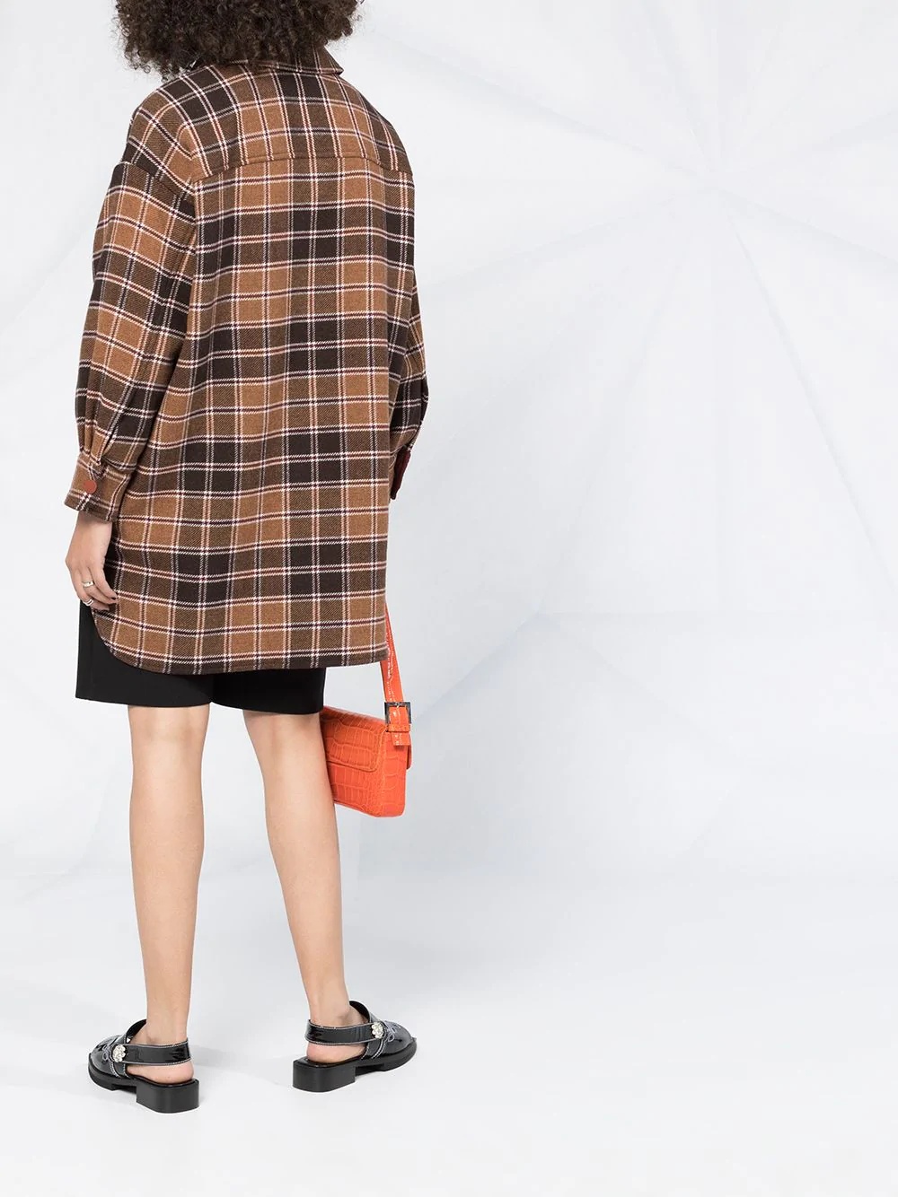 oversized checkered shirt coat - 4