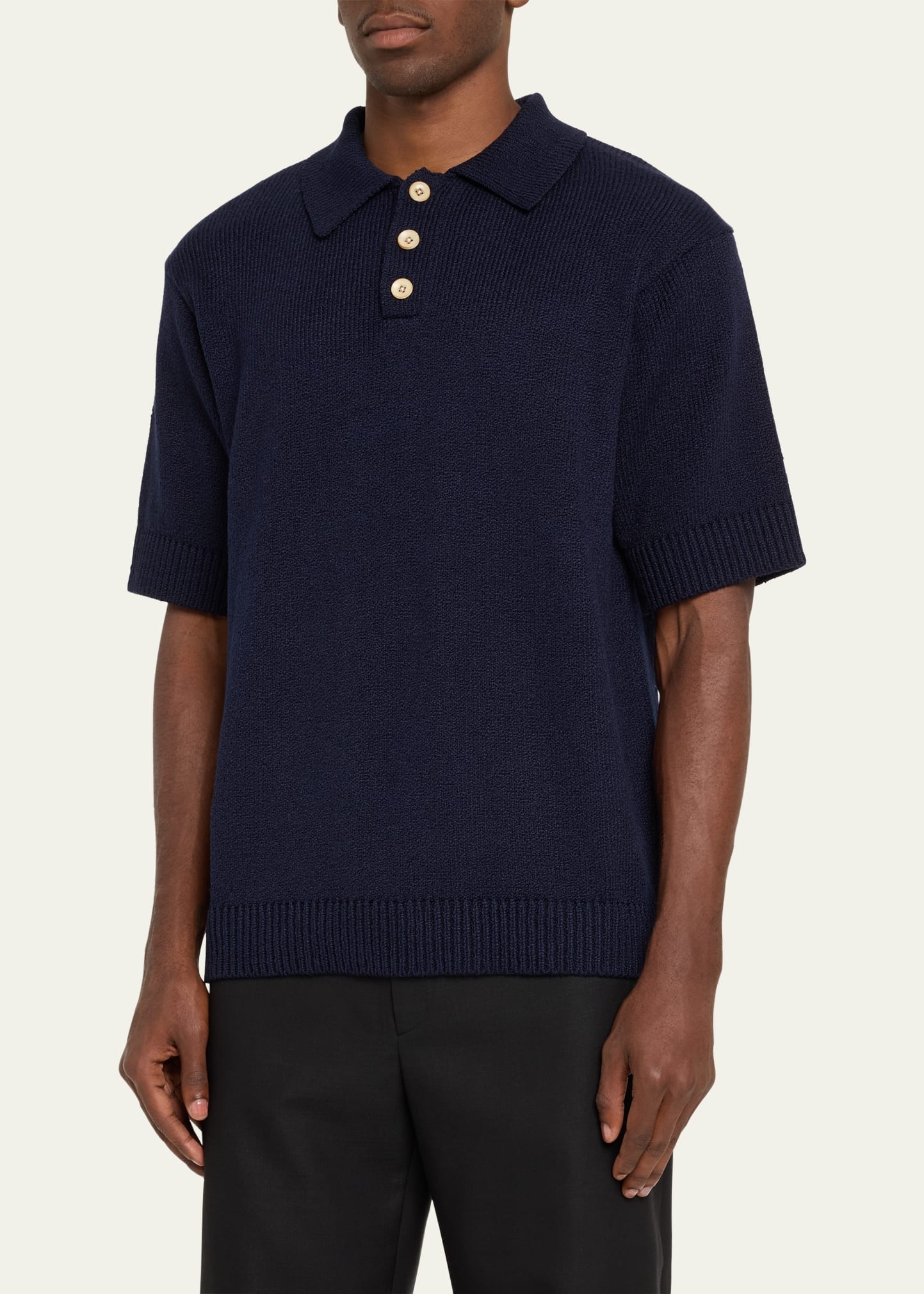 Men's Solid Knit Polo Shirt - 4