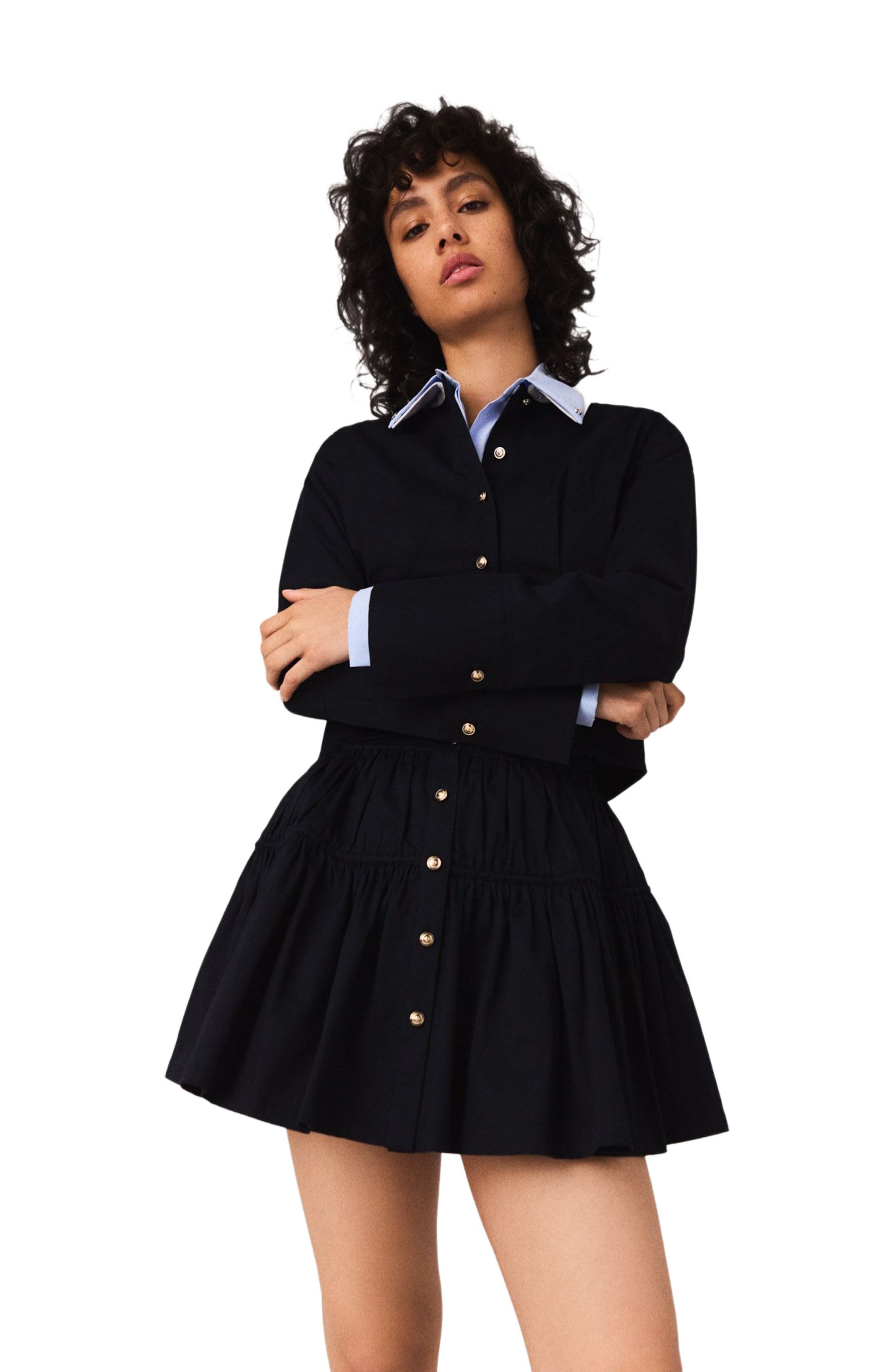 maje Mini elasticated waist skirt in Navy at Nordstrom - 4