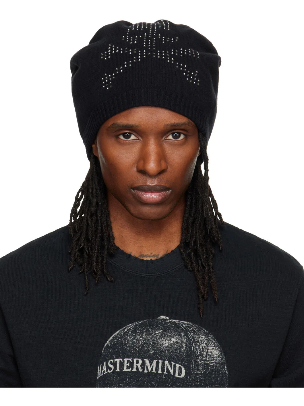 Black Beaded Beanie - 1