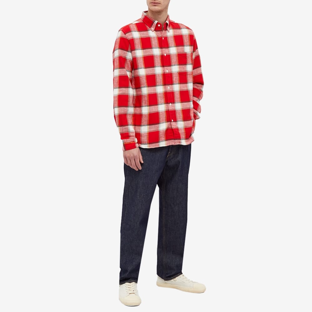 Beams Plus Button Down Check Flannel Shirt - 5