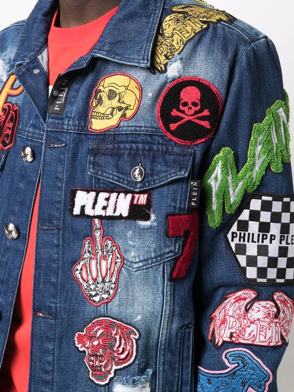 applique-patch detail denim jacket - 5