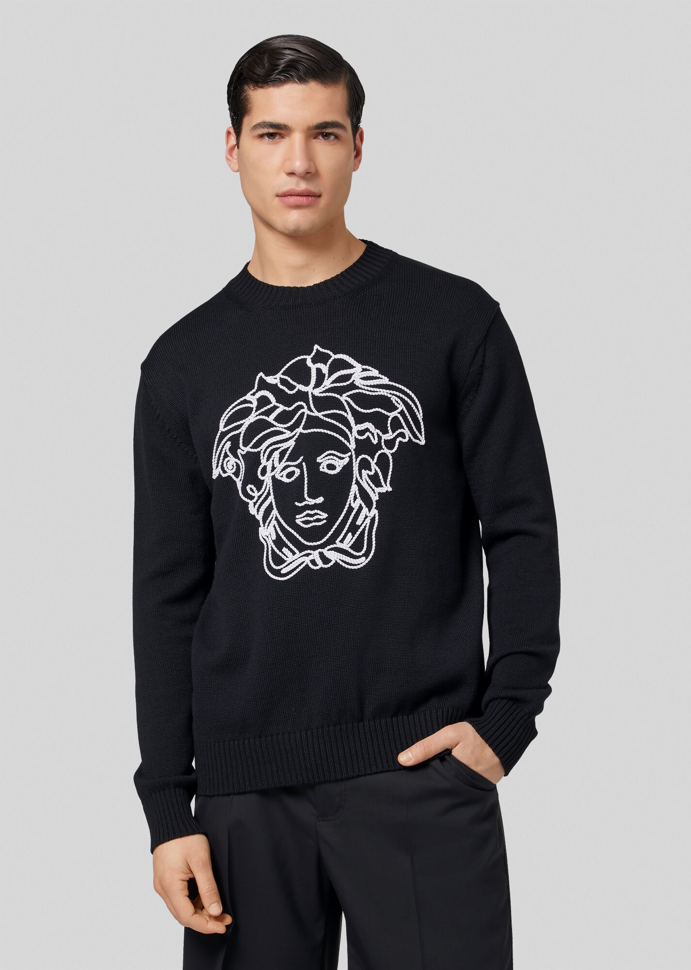 Embroidered Medusa Wool Sweater - 2