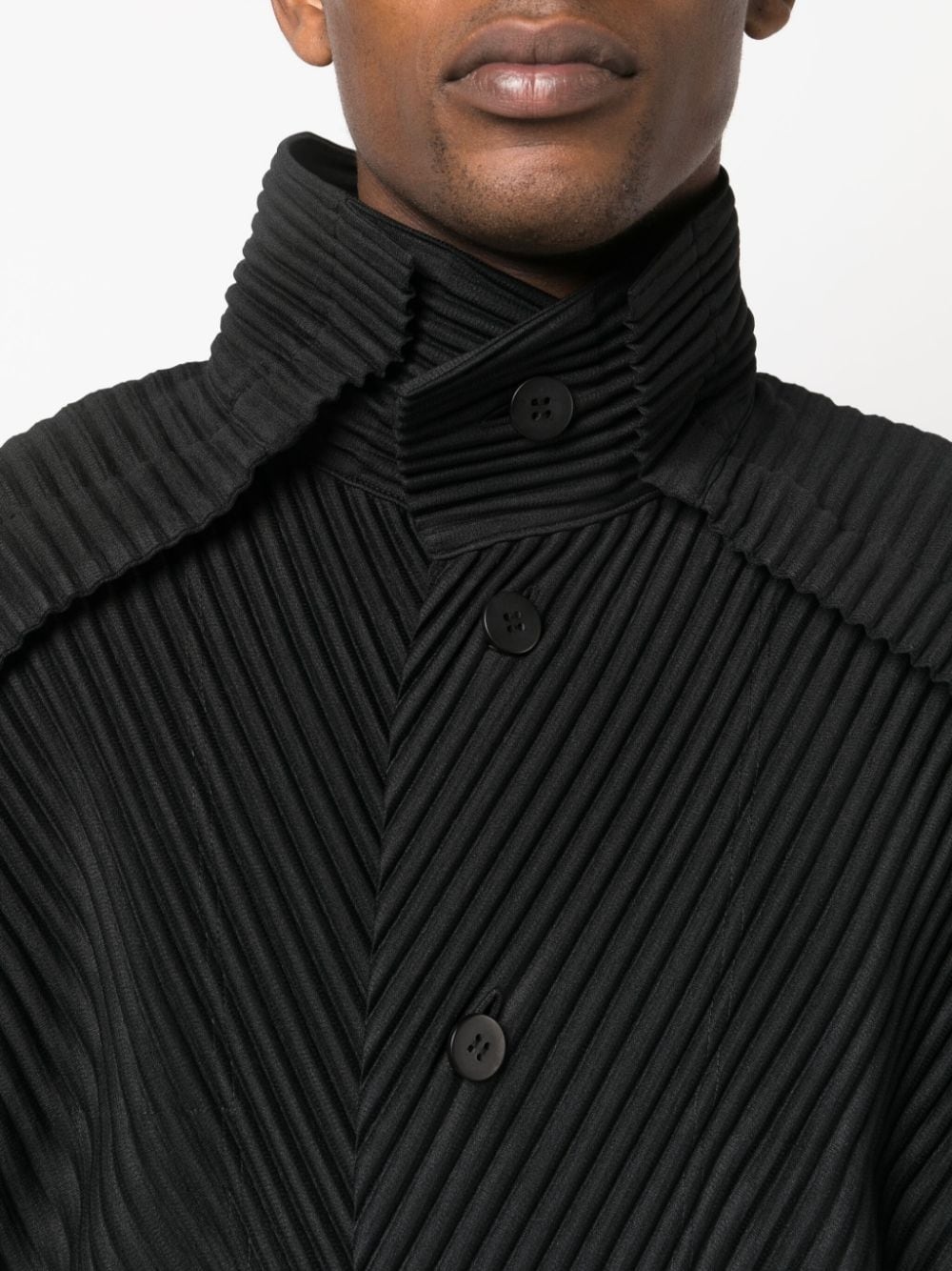 button-fastening pleated jacket - 5