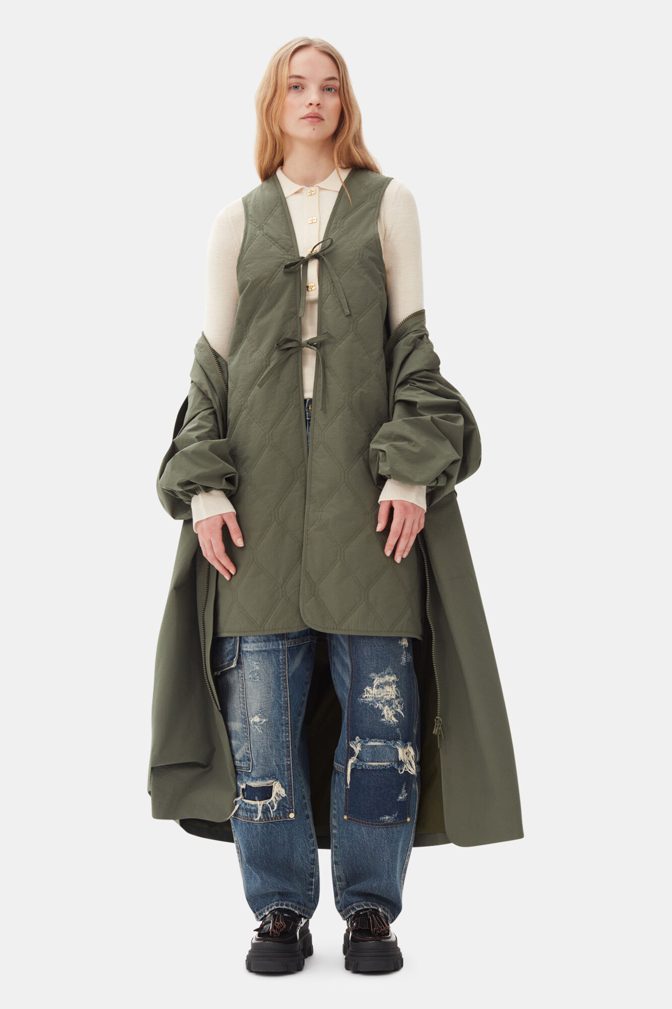 GREEN TECH SEERSUCKER OVERSIZED SHELL COAT - 6