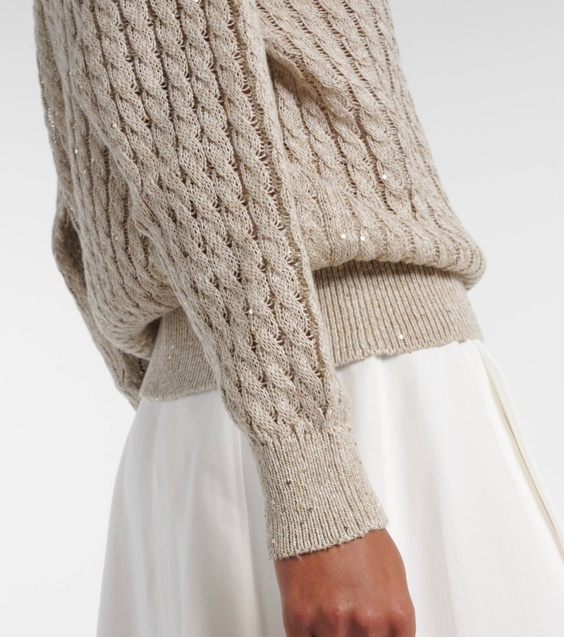 Sequined linen-blend sweater 5