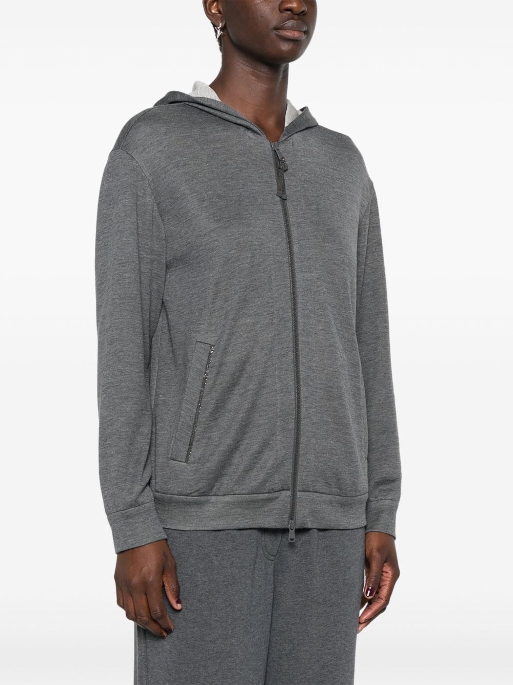 Cotton and silk blend hoodie - 3
