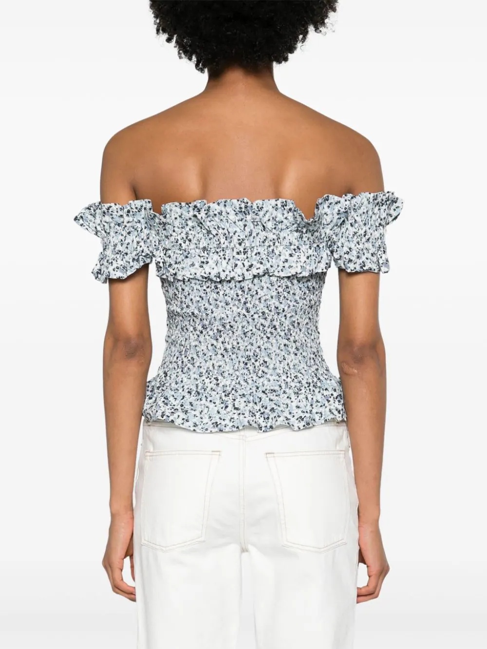 Printed Cotton Off-Shoulder Top - 4