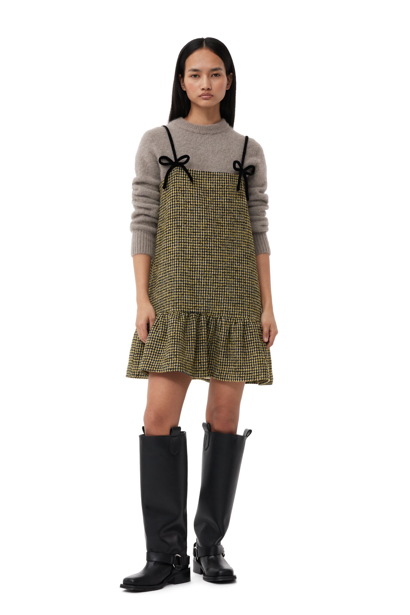 CHECKERED WOOLLEN MINI DRESS - 2