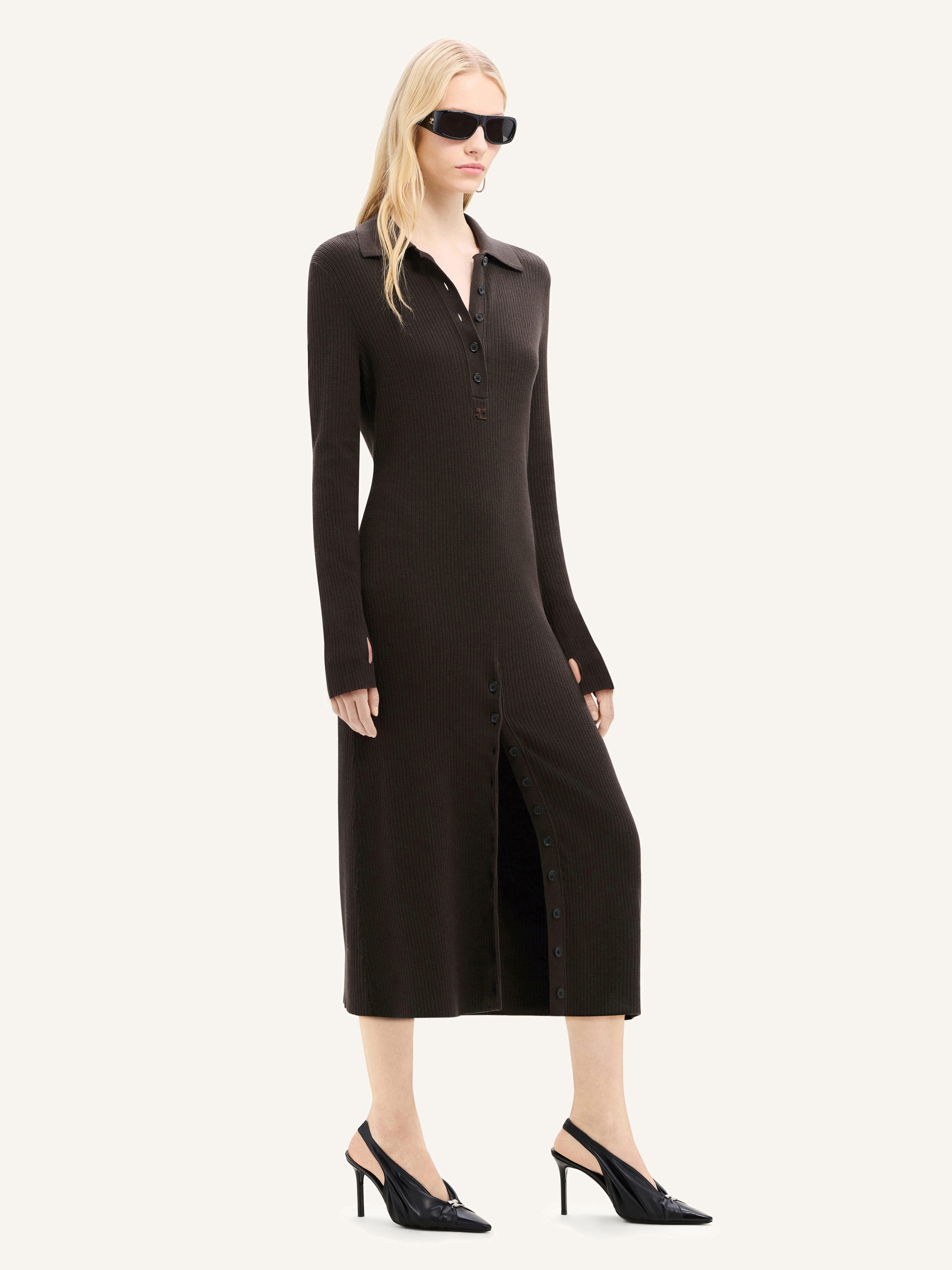 MULTI-BUTTON MIDI WOOL DRESS - 3