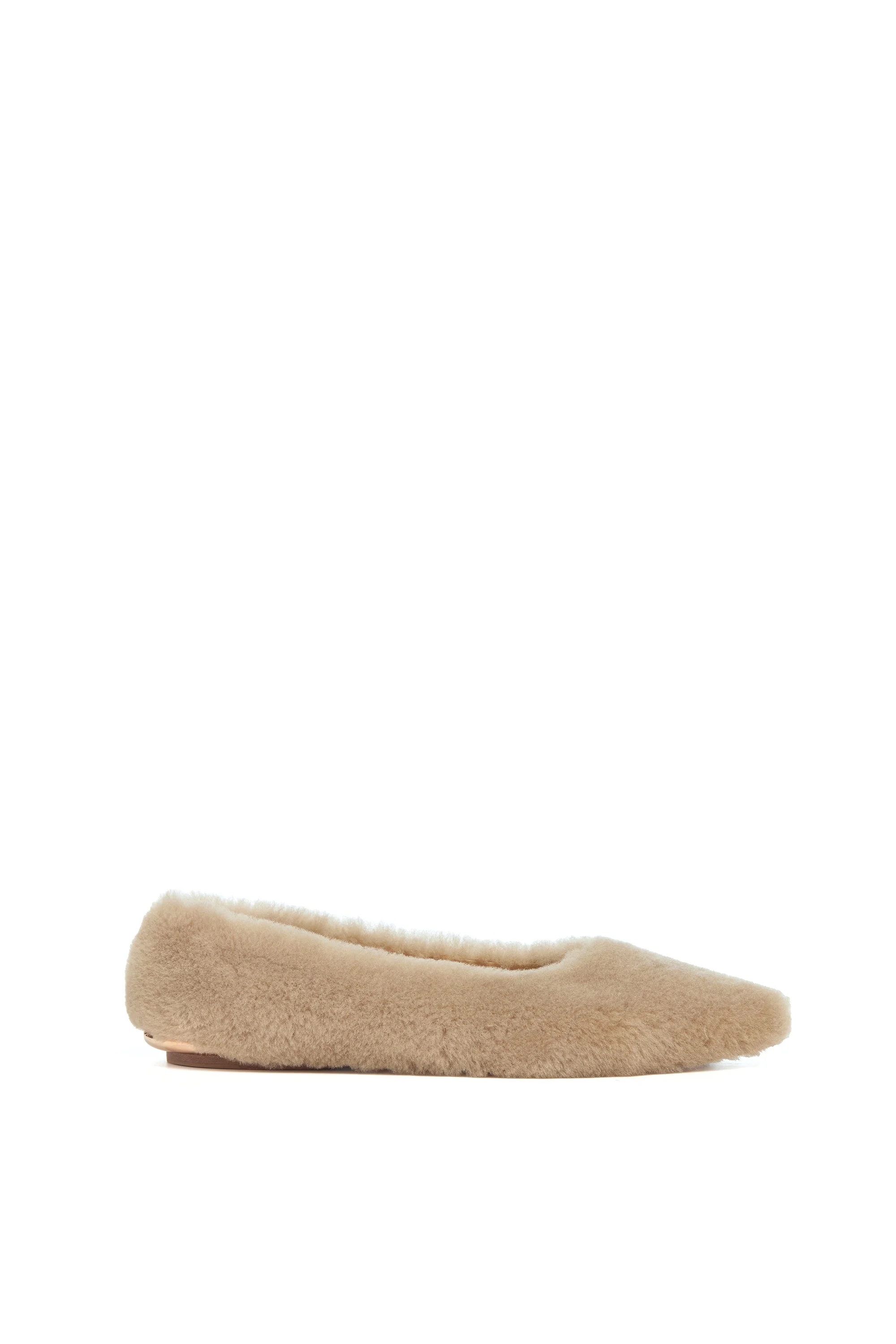Fleur Flat in Champagne Shearling - 1