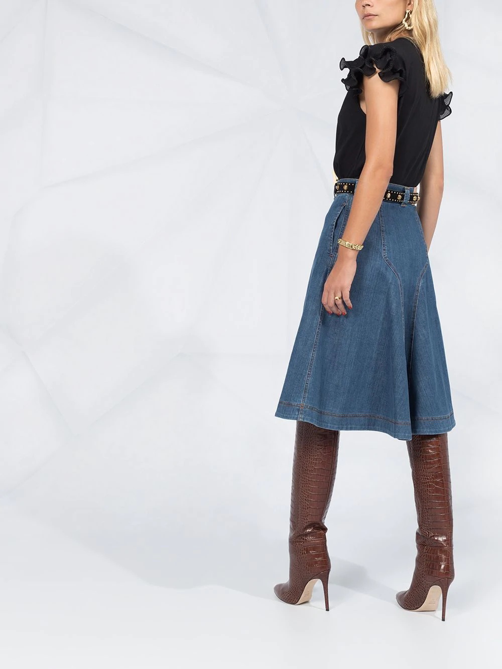 denim flared skirt - 6