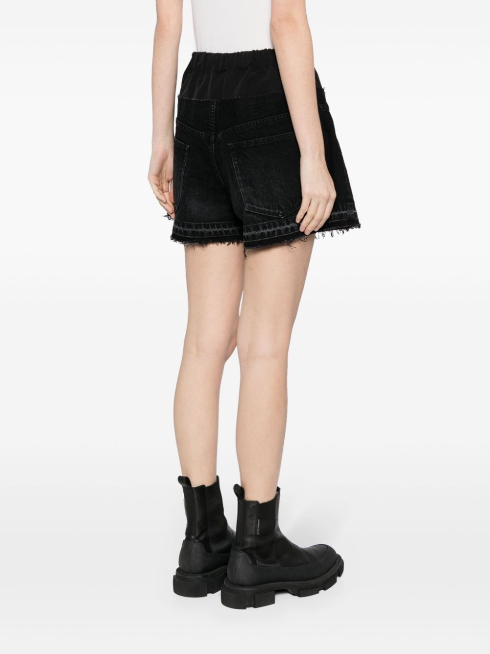 drawstring-waist denim shorts - 4