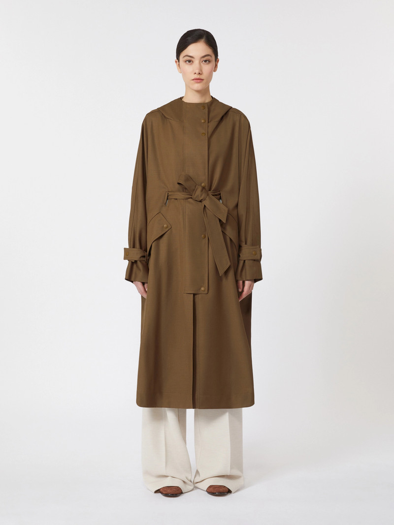 BIACCO Water-repellent wool gabardine duster coat - BROWN 3
