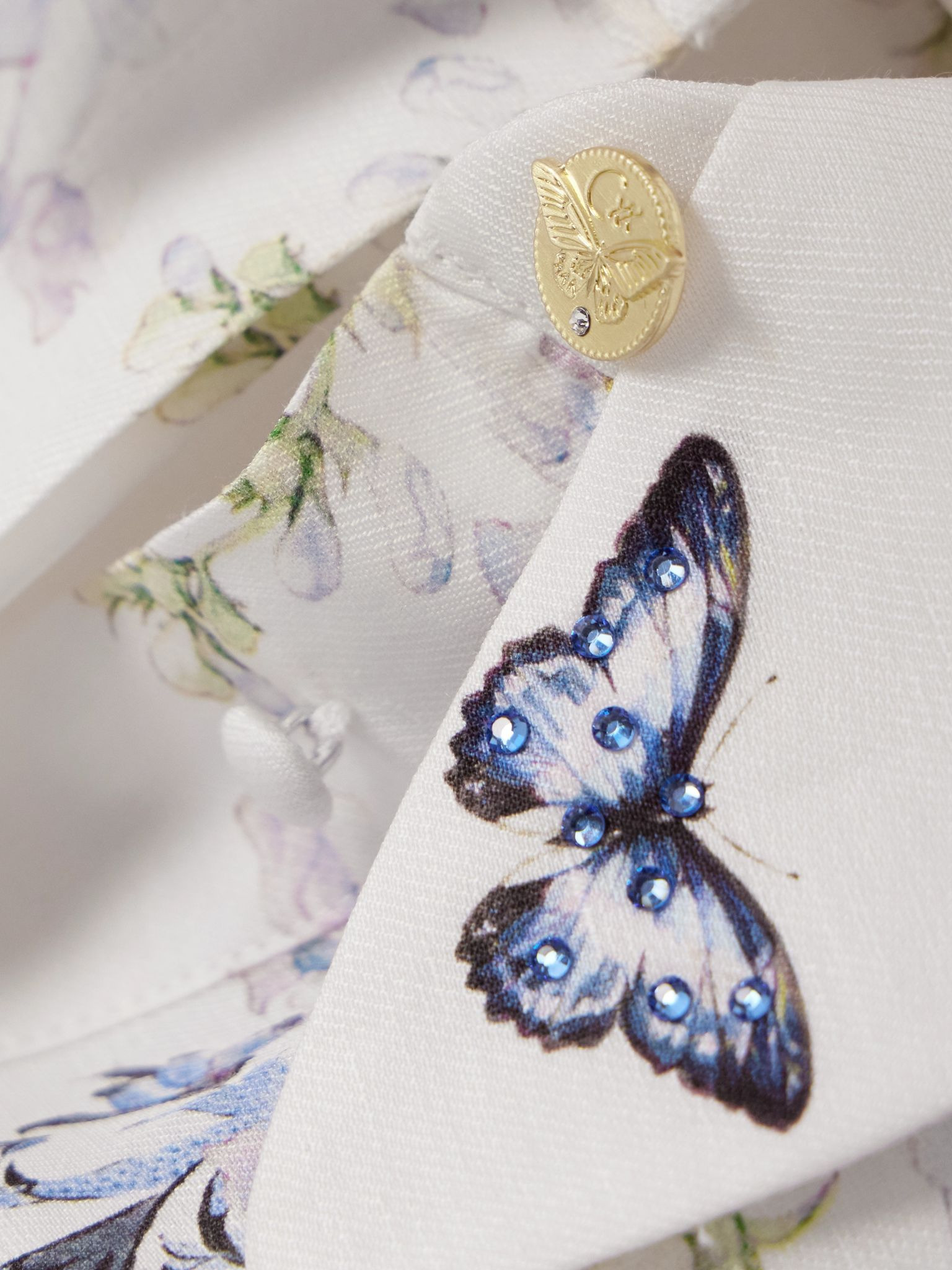 Crystal-embellished broderie anglaise linen and silk-blend mini shirt dress White - 4