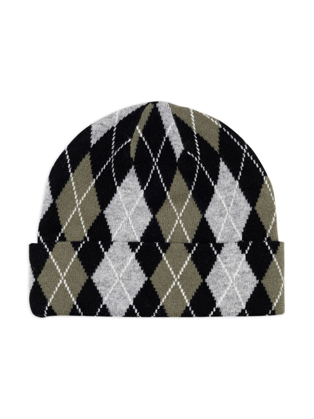 "Black" argyle-check cashmere beanie - 2