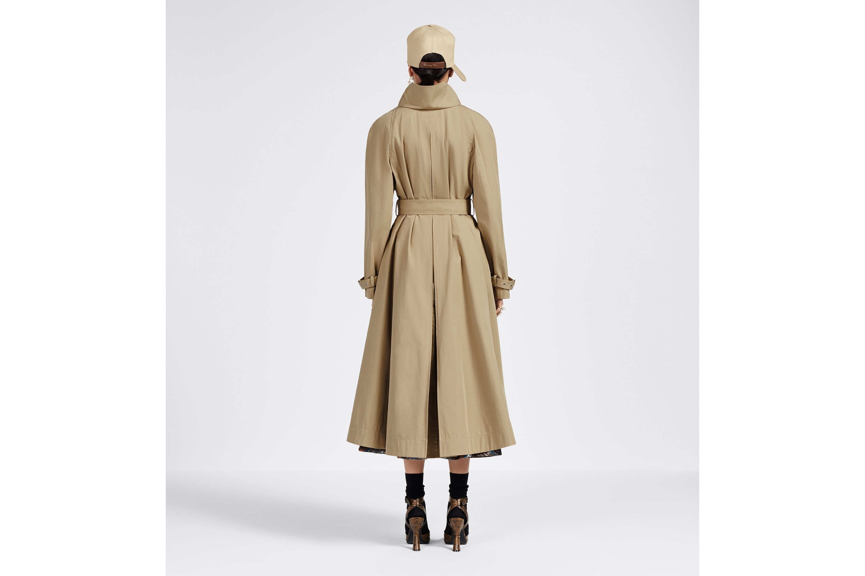 Belted Trench Coat with Criss Cross Collar - 6