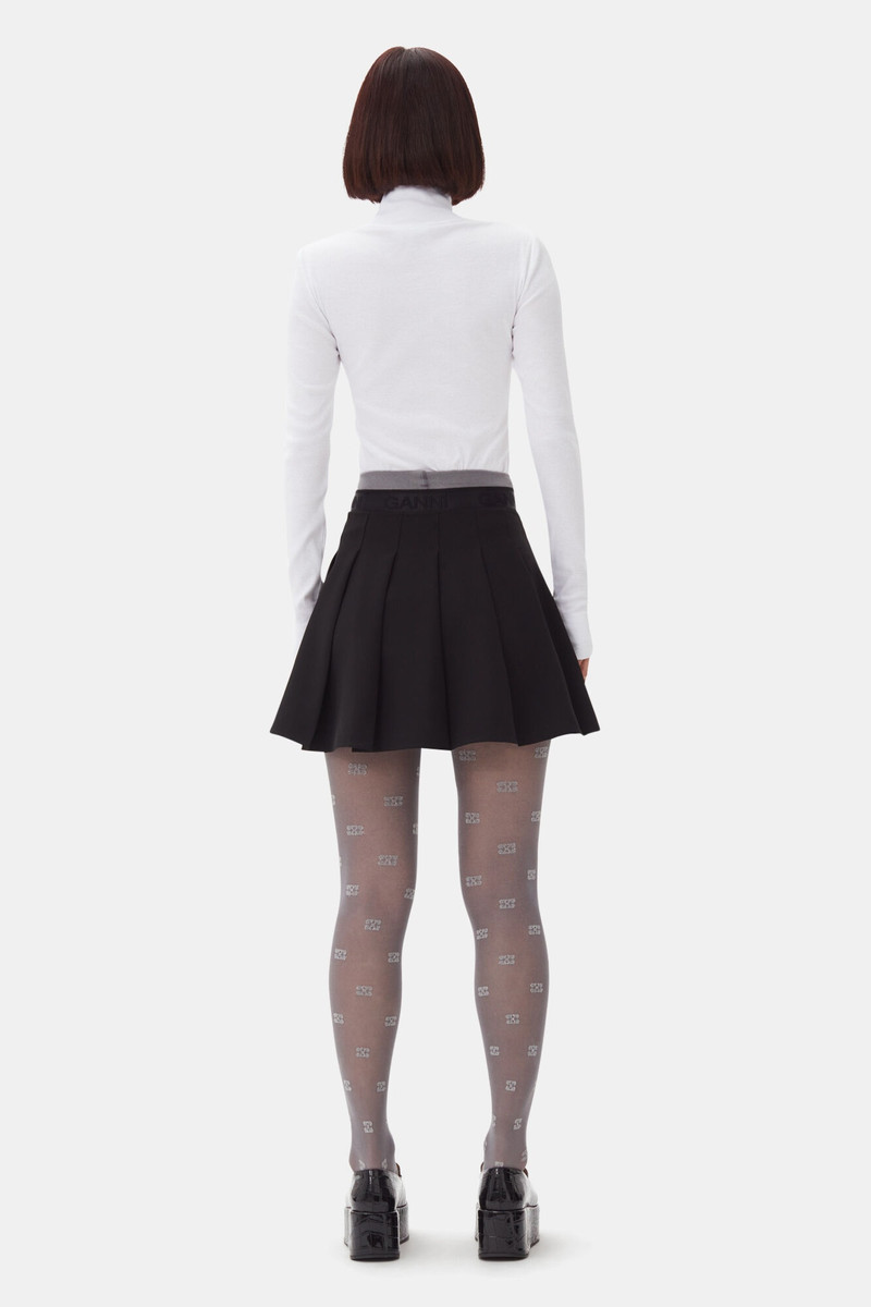BLACK LIGHT TWILL PLEATED MINI SKIRT 4
