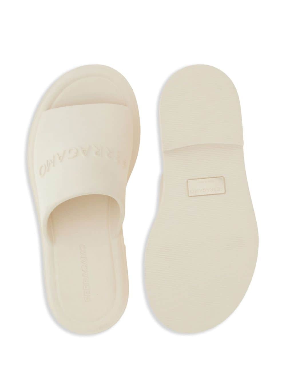 logo-debossed open-toe slides - 5