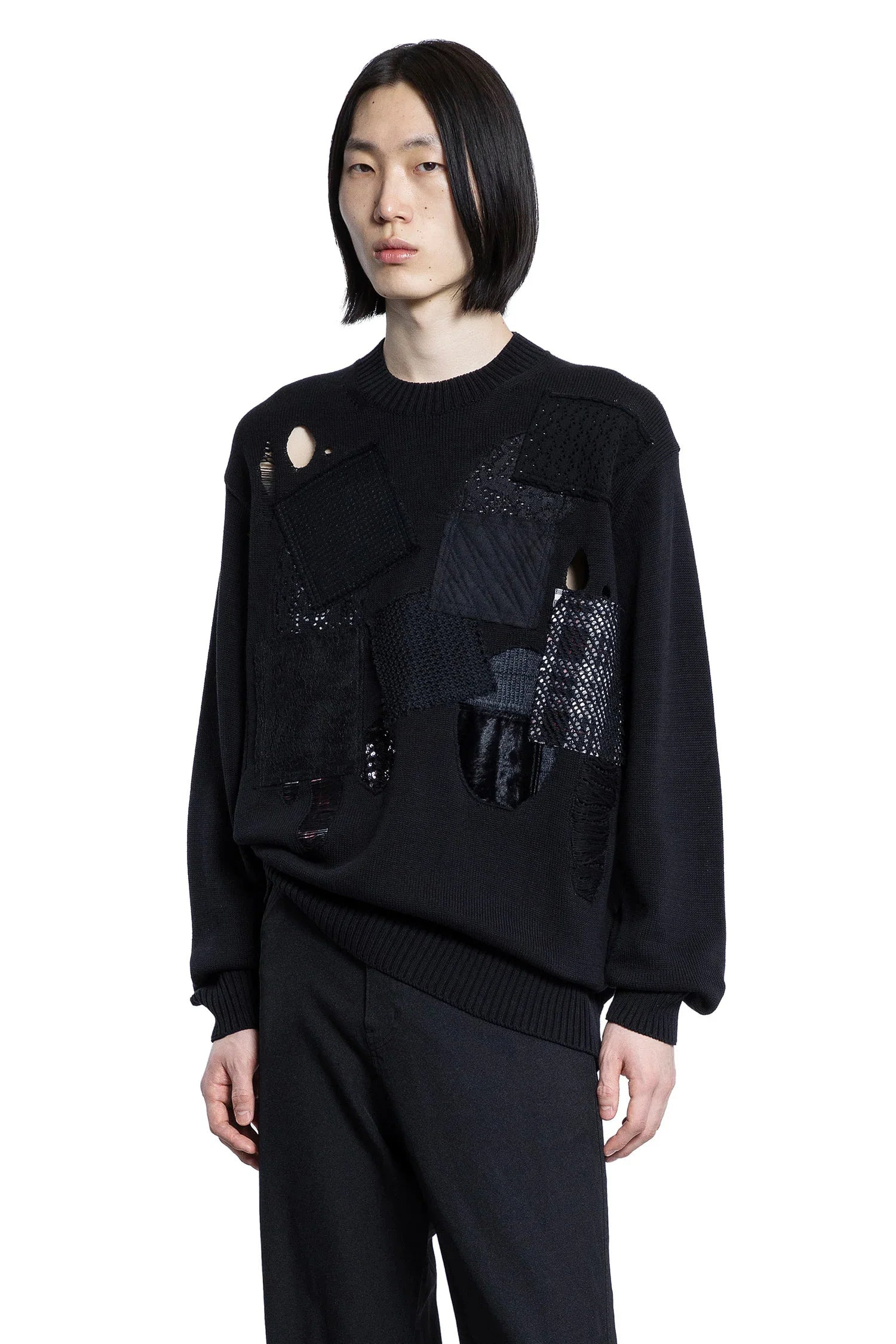 Distressed-Cotton-Patchwork-Sweater - 5