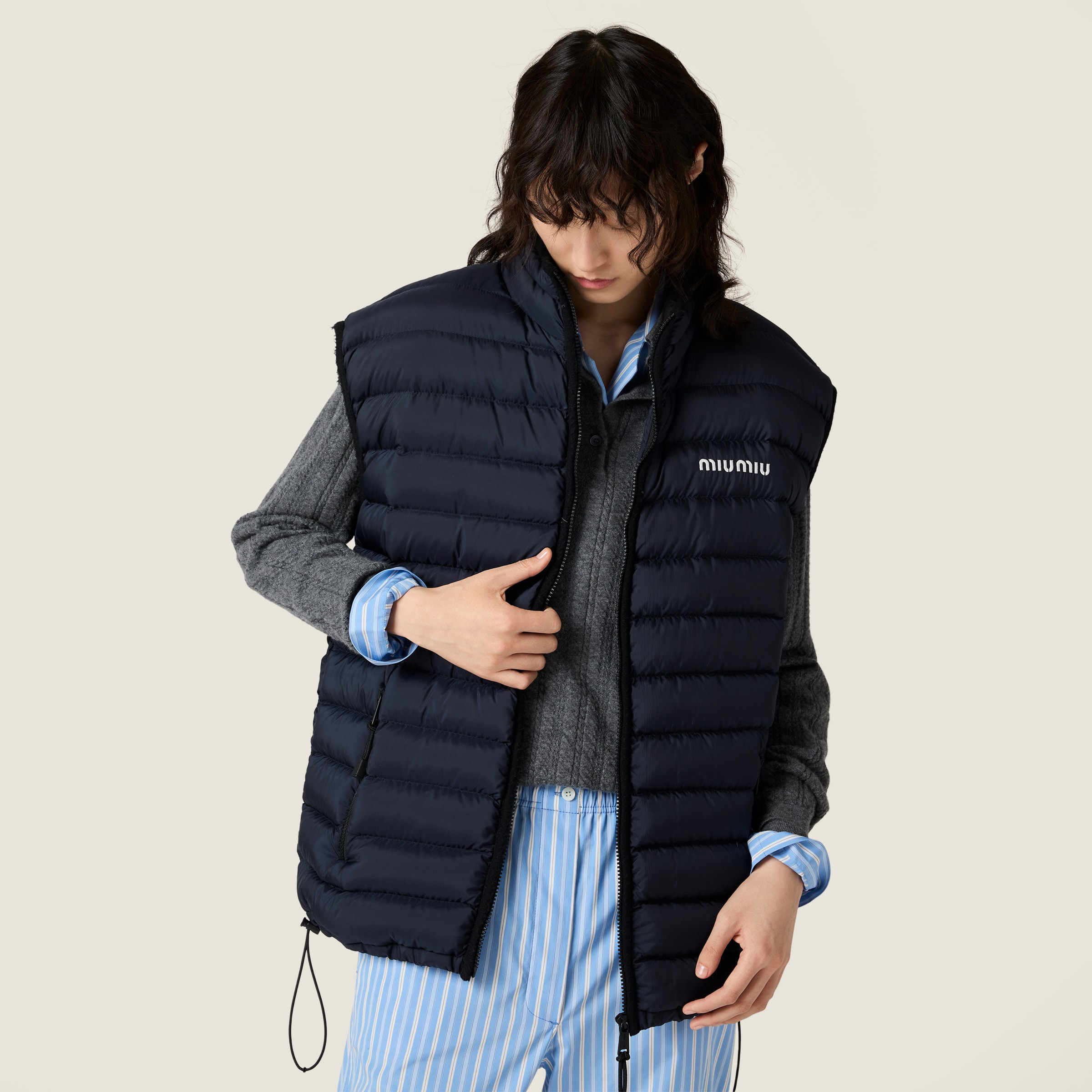 Light pongé down vest - 5