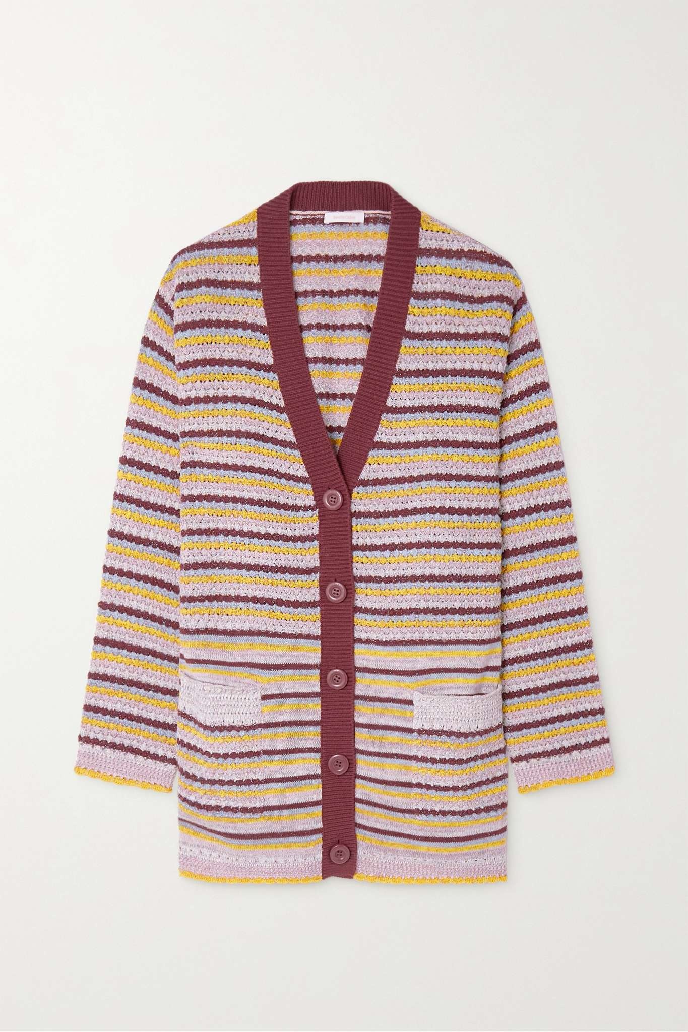 Striped metallic wool-blend cardigan - 1