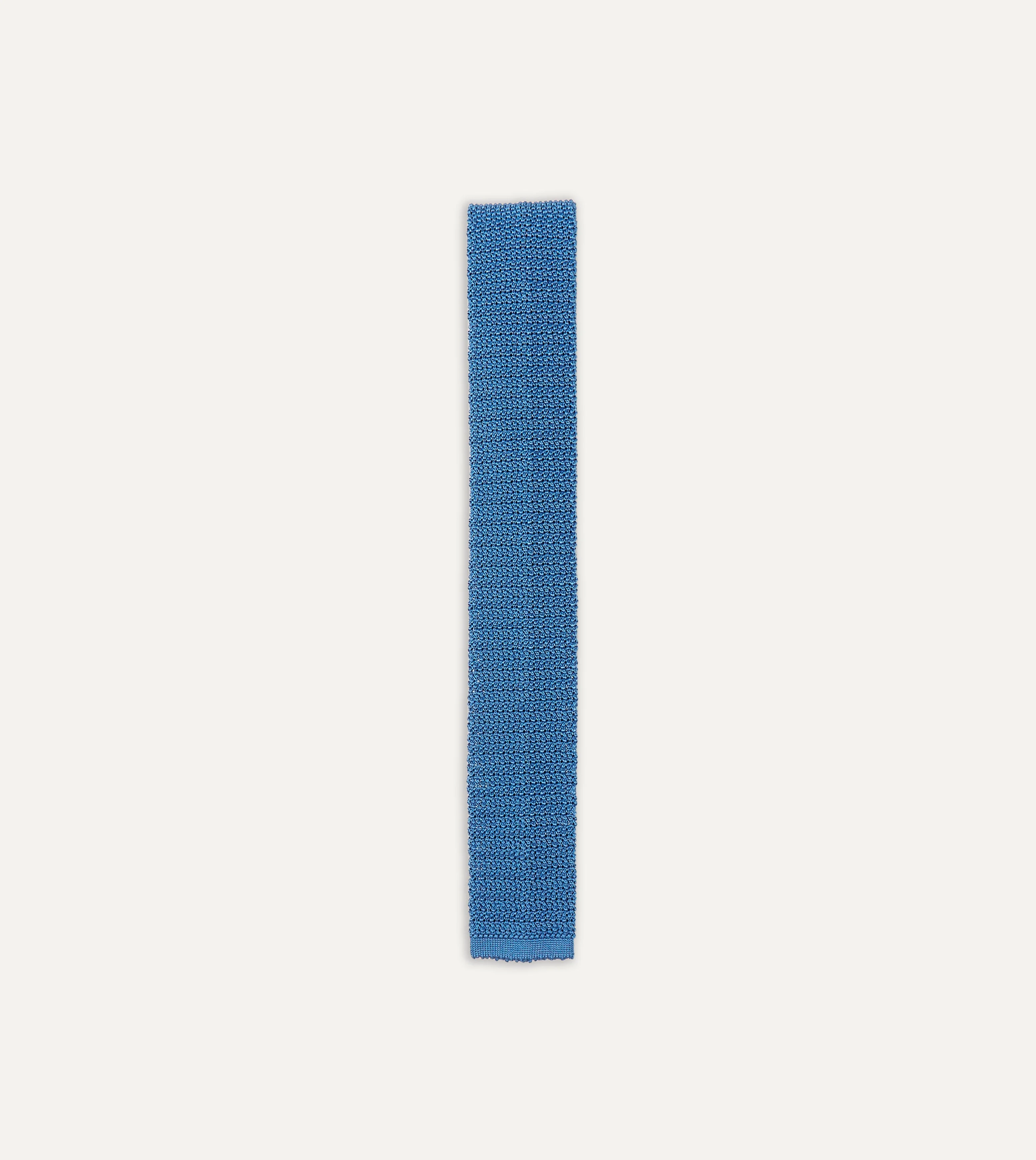 Light Blue Knitted Silk Solid Colour Tie - 1