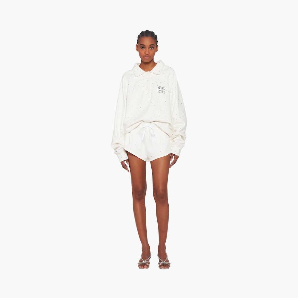 Embroidered cotton fleece shorts - 2