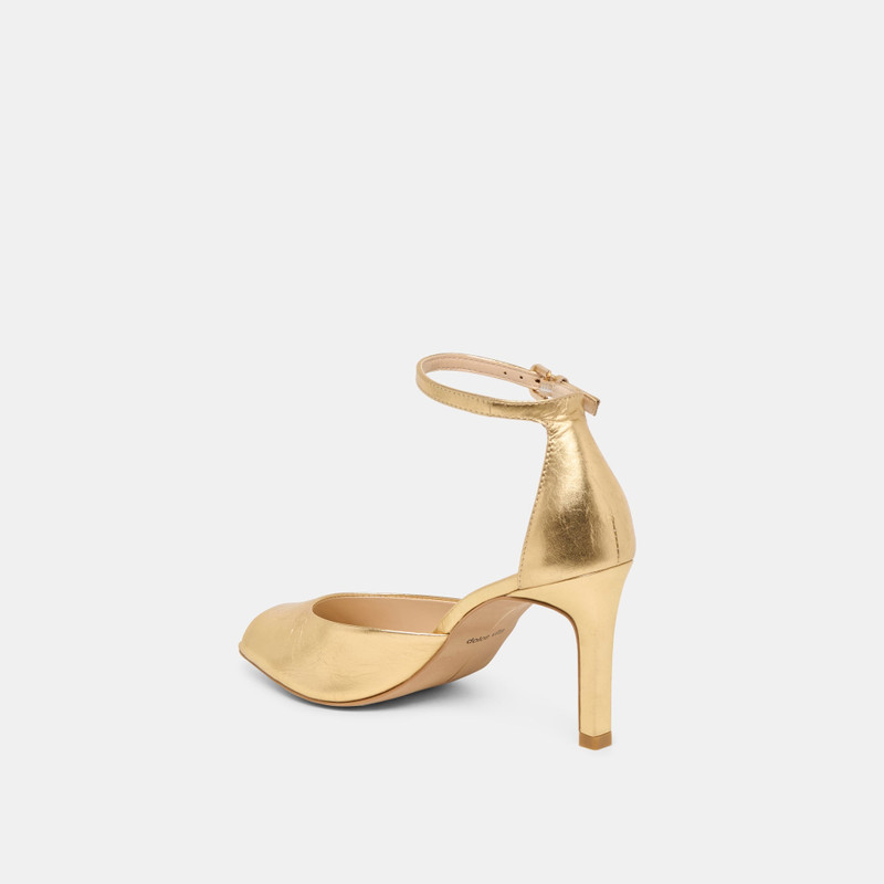 SERLO HEELS GOLD CRINKLE PATENT 6