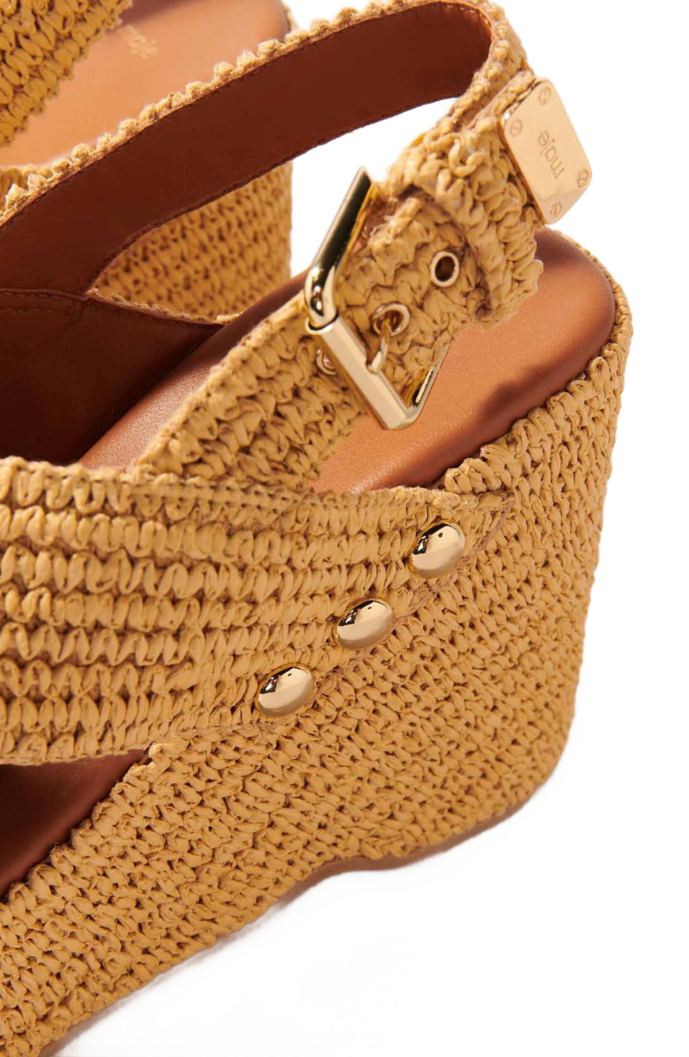 maje Wedge sandals with raffia effect in Beige Light at Nordstrom - 6