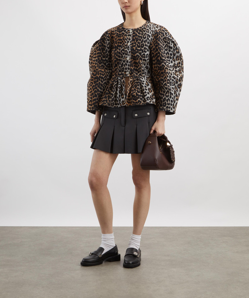 Leopard Print Flock Denim Blouse 2
